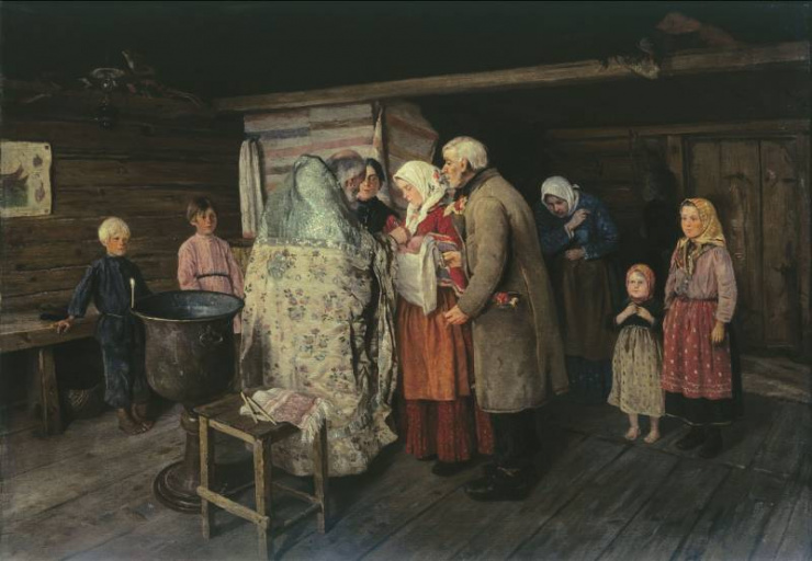 Крестины. Петр Иванович Коровин 1896 г.